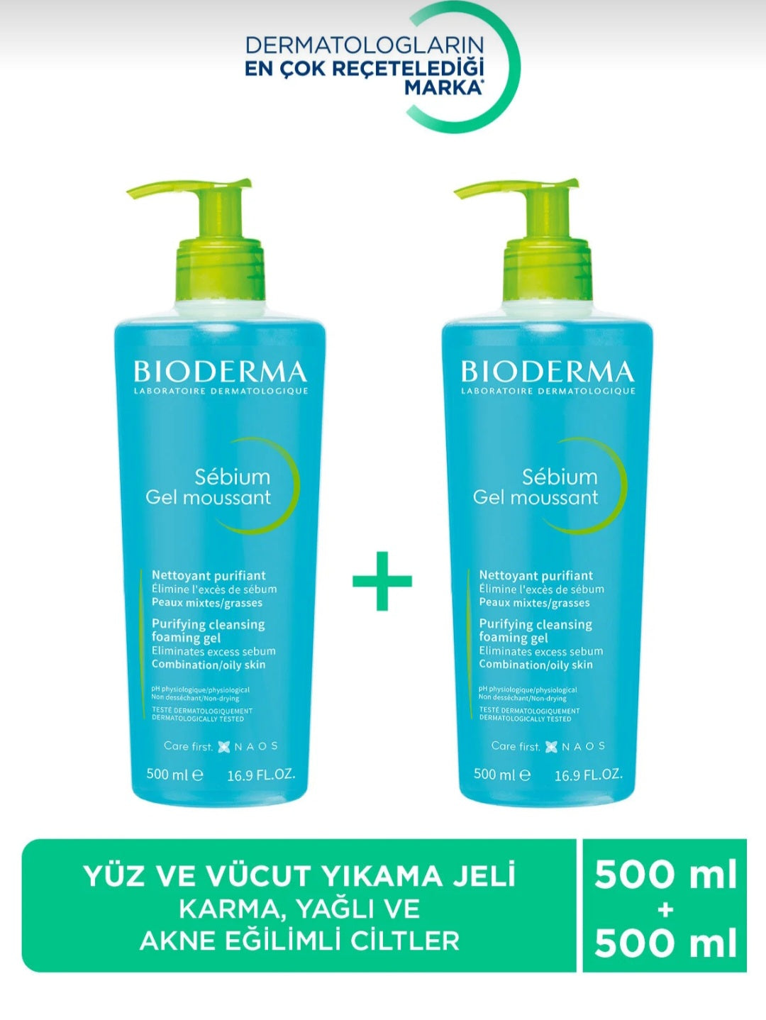 زجاجتان بحجم 500 جرام من جل Bioderma الأصلي الرغوي