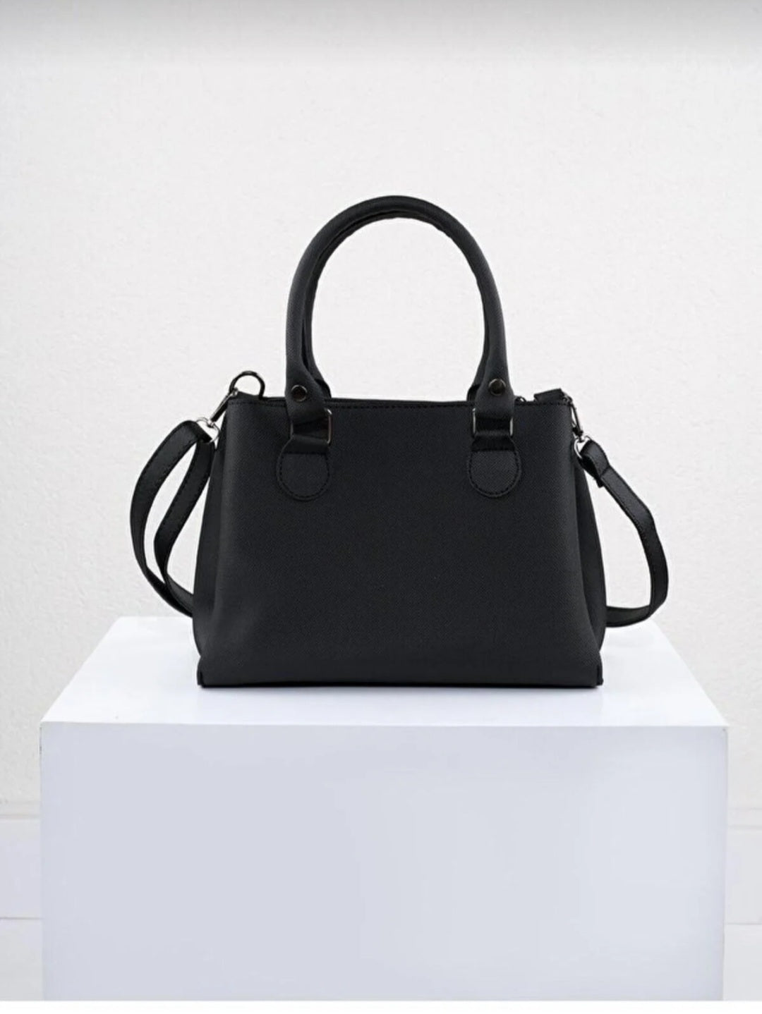 Marvelis Eta 3 Compartment Lacos Leather Crossbody and Shoulder Black Women's Bag