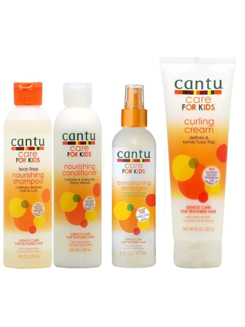 مجموعة العناية بشعر الأطفال (شامبو + بلسم + فك التشابك + كريم تجعيد الشعر)