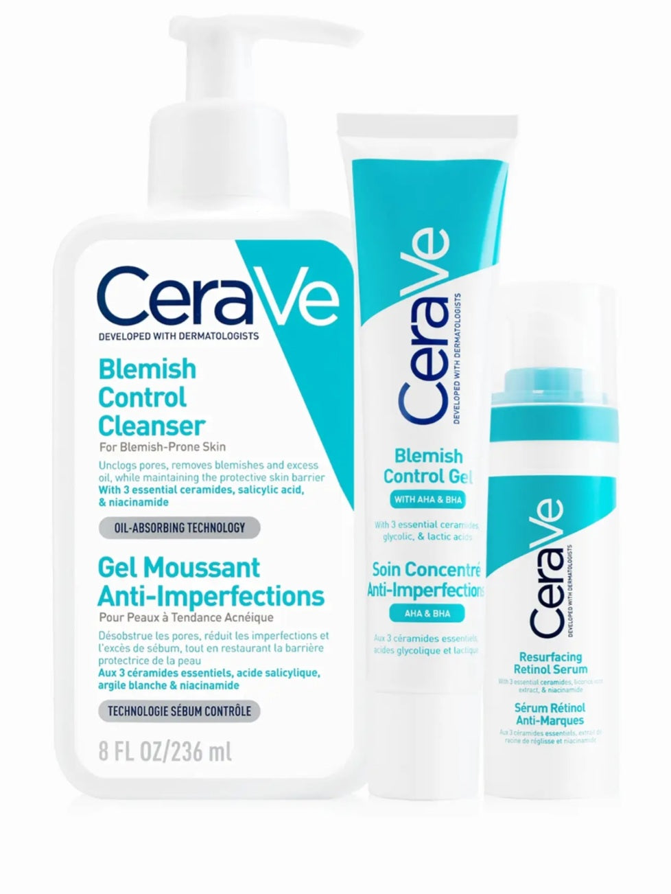 مجموعة سيرافي لمعالجة الشوائب وتجديد البشرة | غسول وجل وسيروم الريتينول