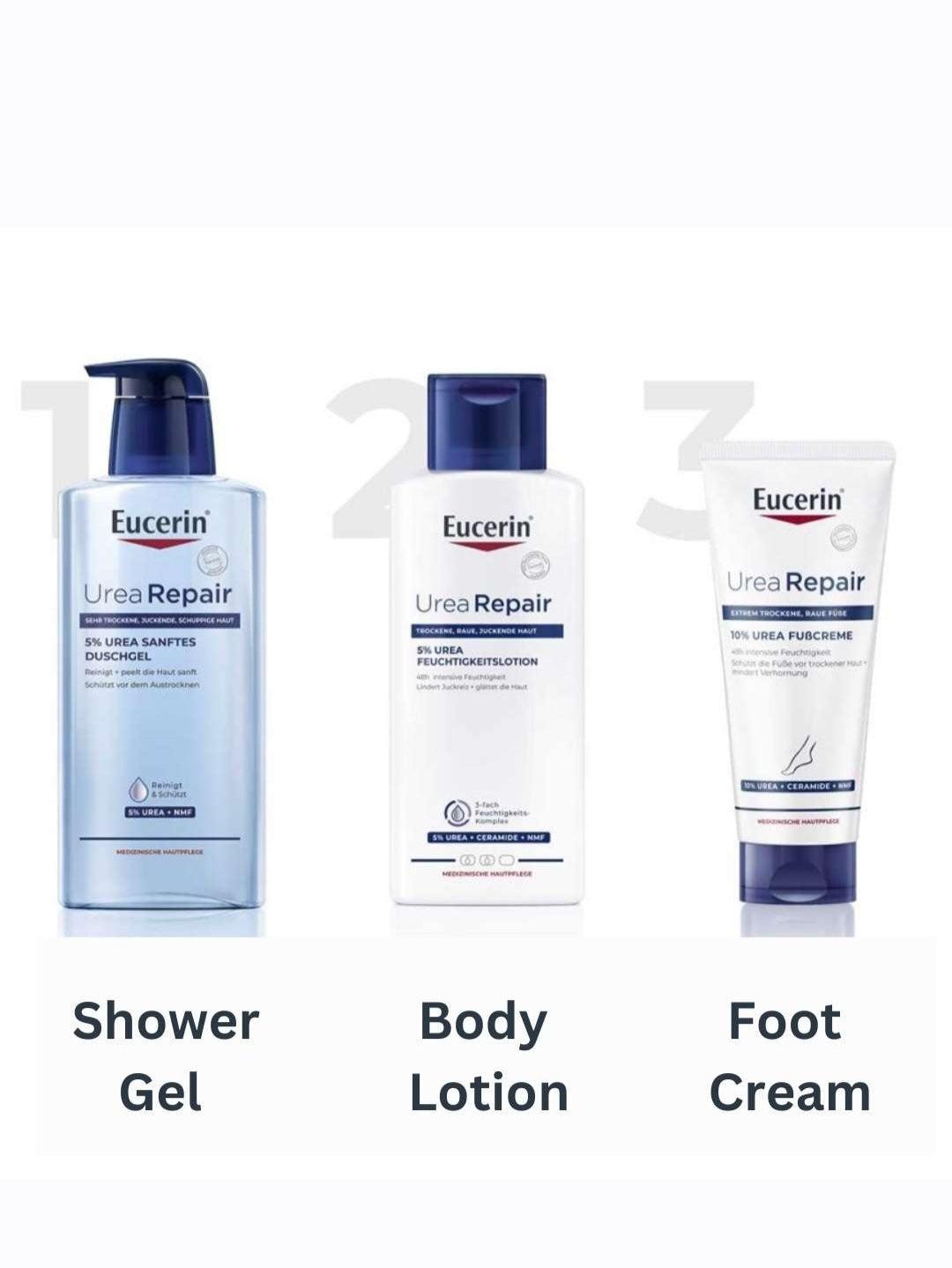 مجموعة العناية الكاملة بالجسم (جل الاستحمام + لوشن الجسم + كريم القدمين)