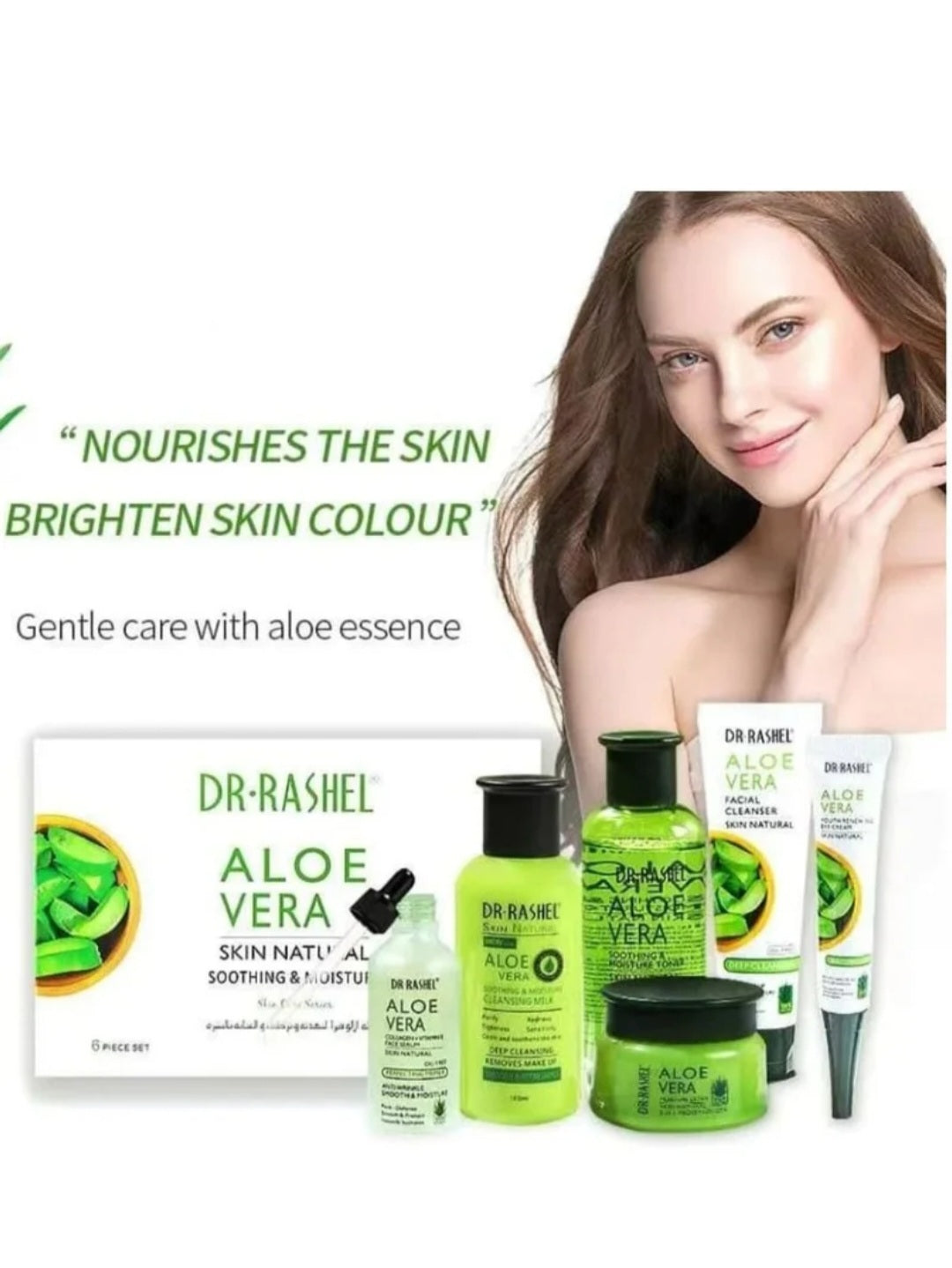 مجموعة الألوفيرا الطبيعية الملطفة والمرطبة للبشرة 6 قطع
