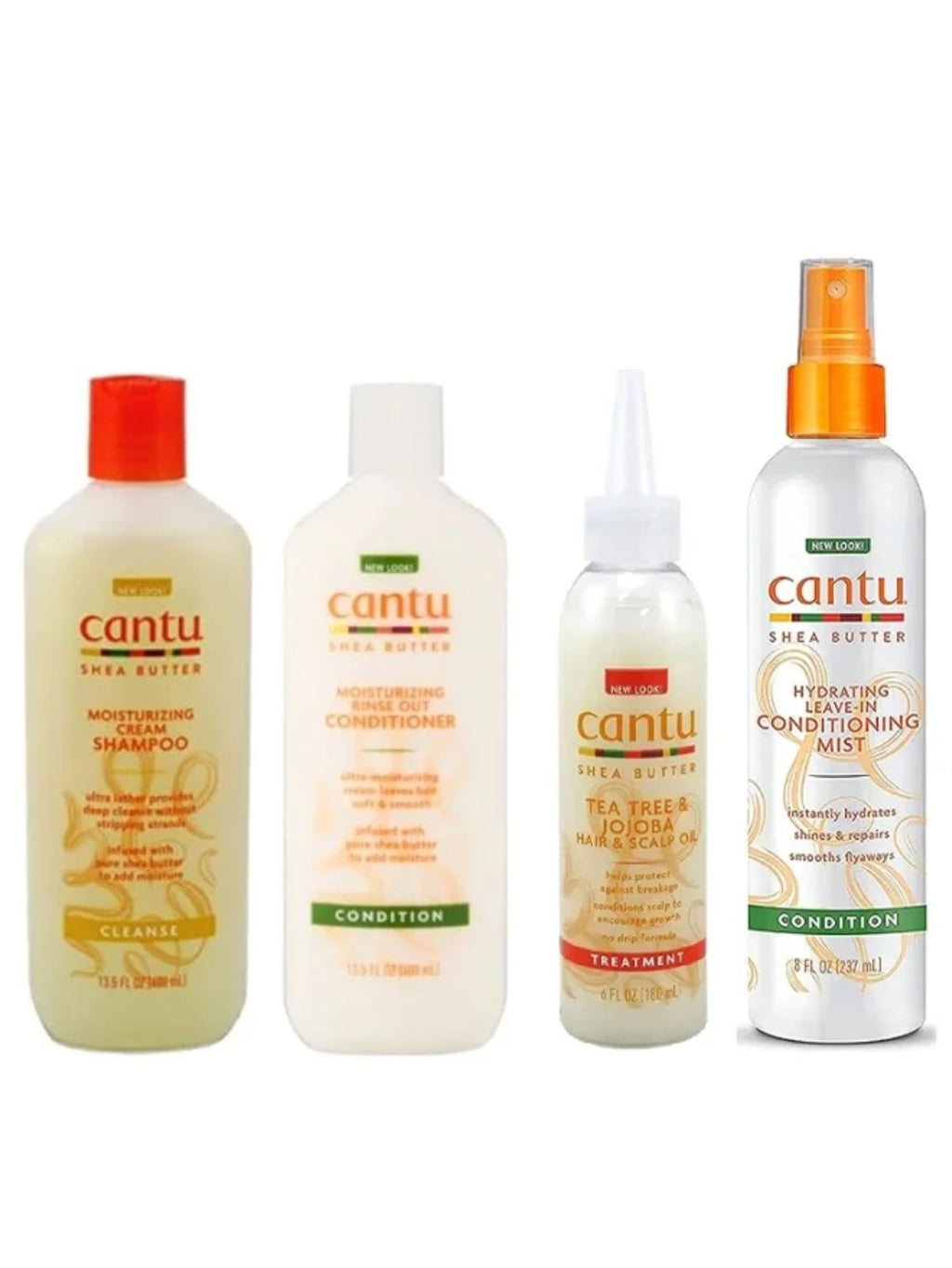 مجموعة زبدة الشيا المرطبة من كانتو: شامبو + بلسم + بخاخ بلسم يترك على الشعر + زيت للشعر وفروة الرأس