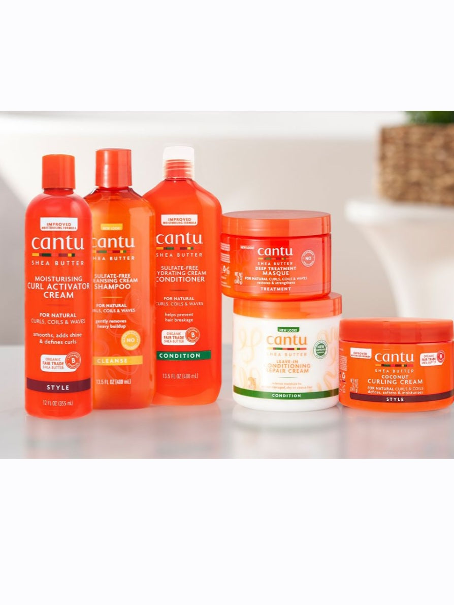 مجموعة كانتو بزبدة الشيا للشعر الطبيعي - مجموعة أساسيات العناية بالتموجات مكونة من 6 قطع كاملة
