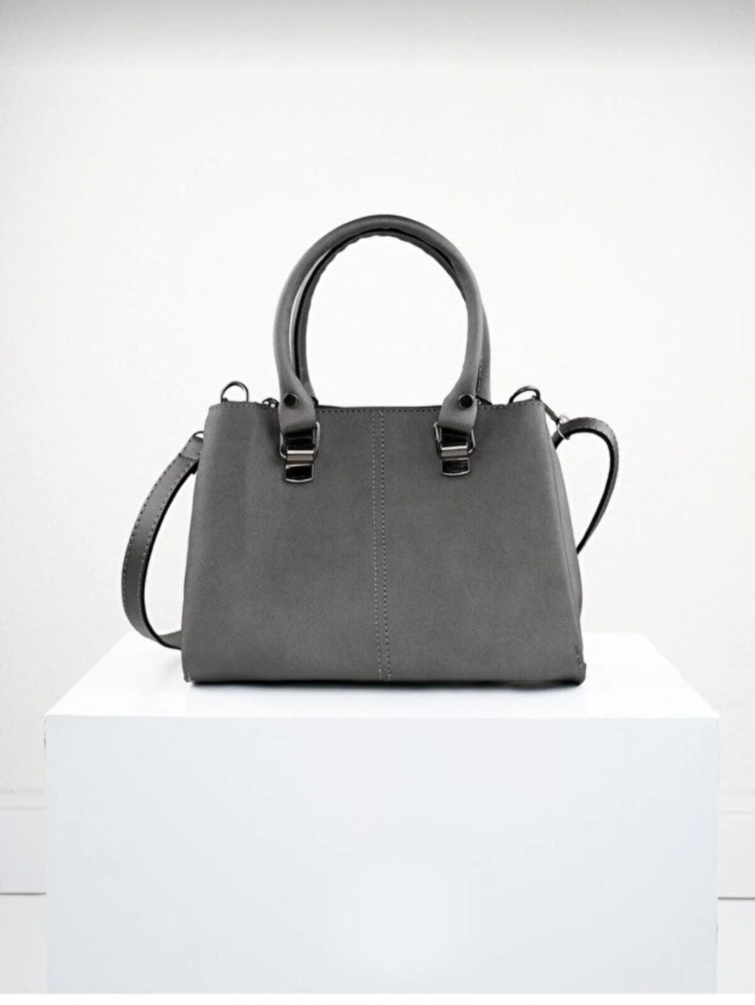 Marvelis Eta 3 Compartment Lacos Leather Crossbody and Shoulder Black Women's Bag