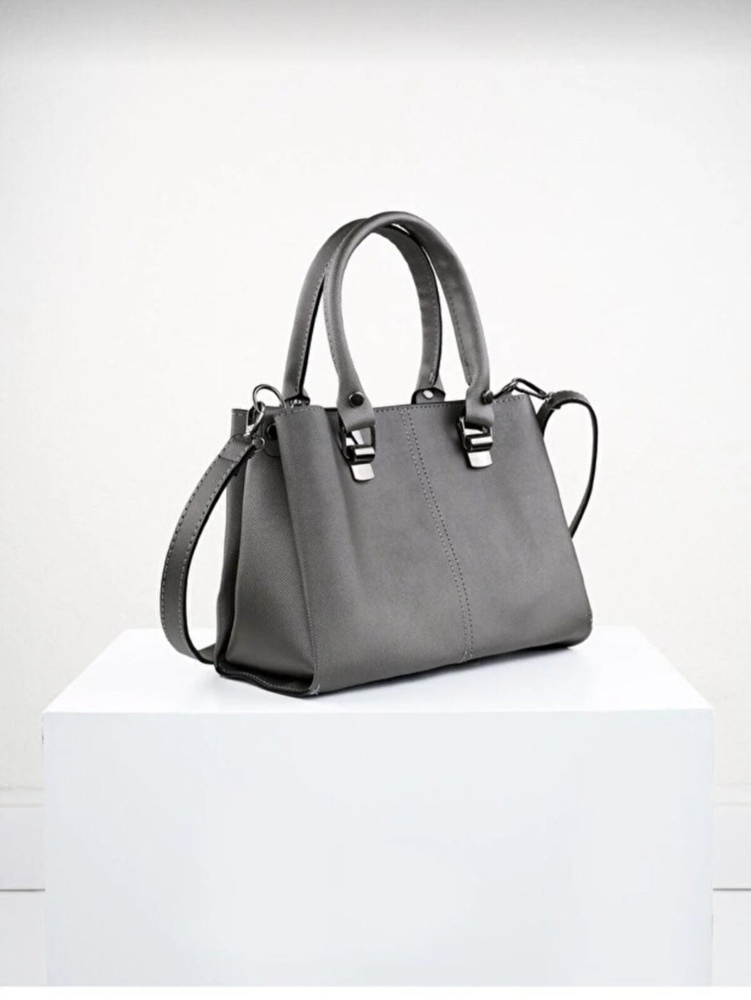 Marvelis Eta 3 Compartment Lacos Leather Crossbody and Shoulder Black Women's Bag