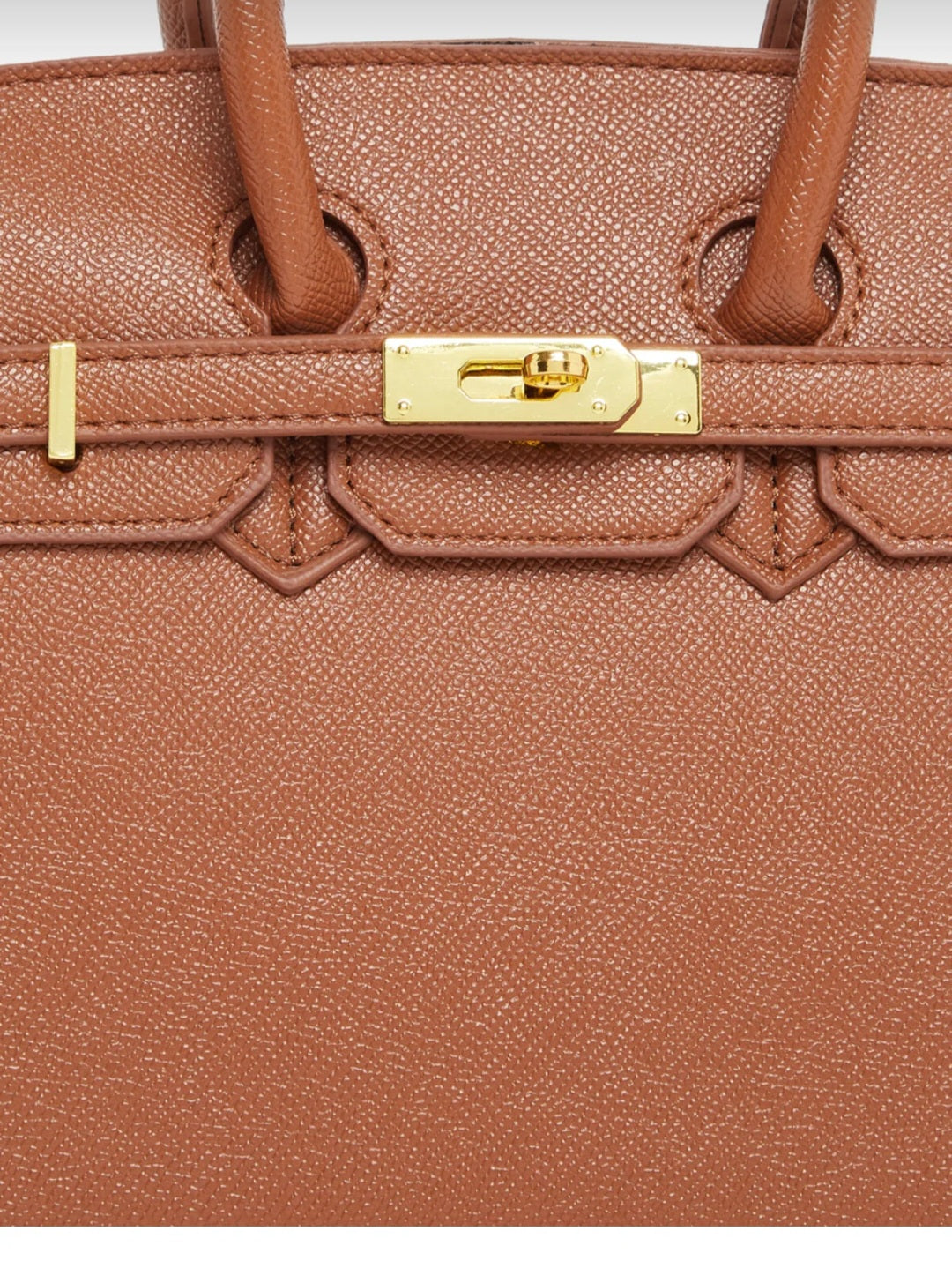 Styli Brown Twist Lock Handbag with Purse Charm