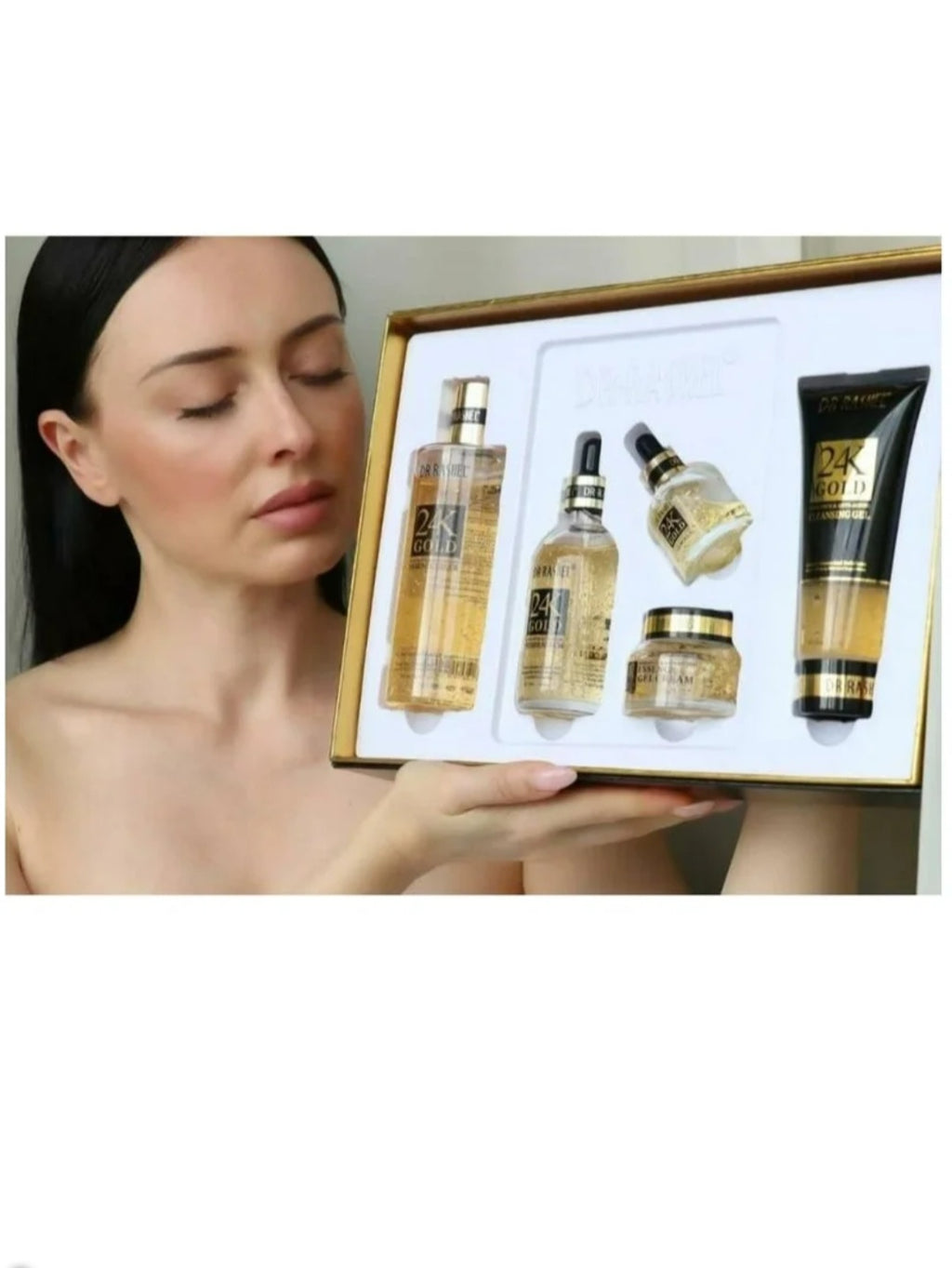 مجموعة العناية بالبشرة إشراقة ومقاومة علامات التقدم في العمر بالذهب عيار 24 قيراط من 5 قطع