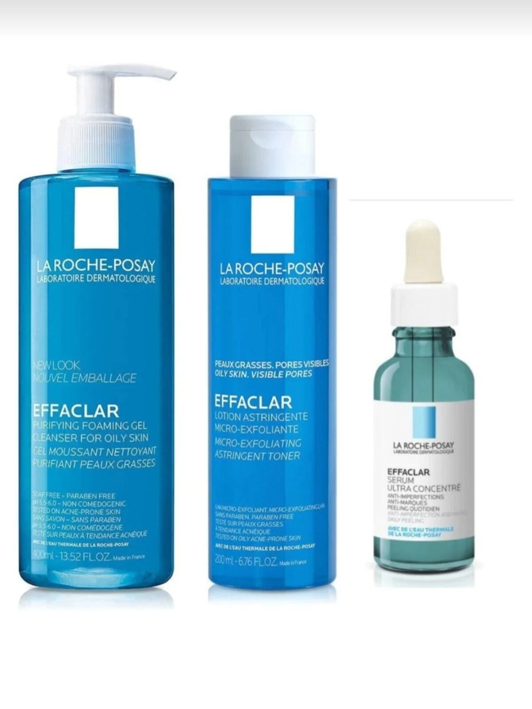 سيروم Effaclar المضاد للعيوب بحجم 40 مل وجل منظف بحجم 400 مل وتونيك بحجم 200 مل