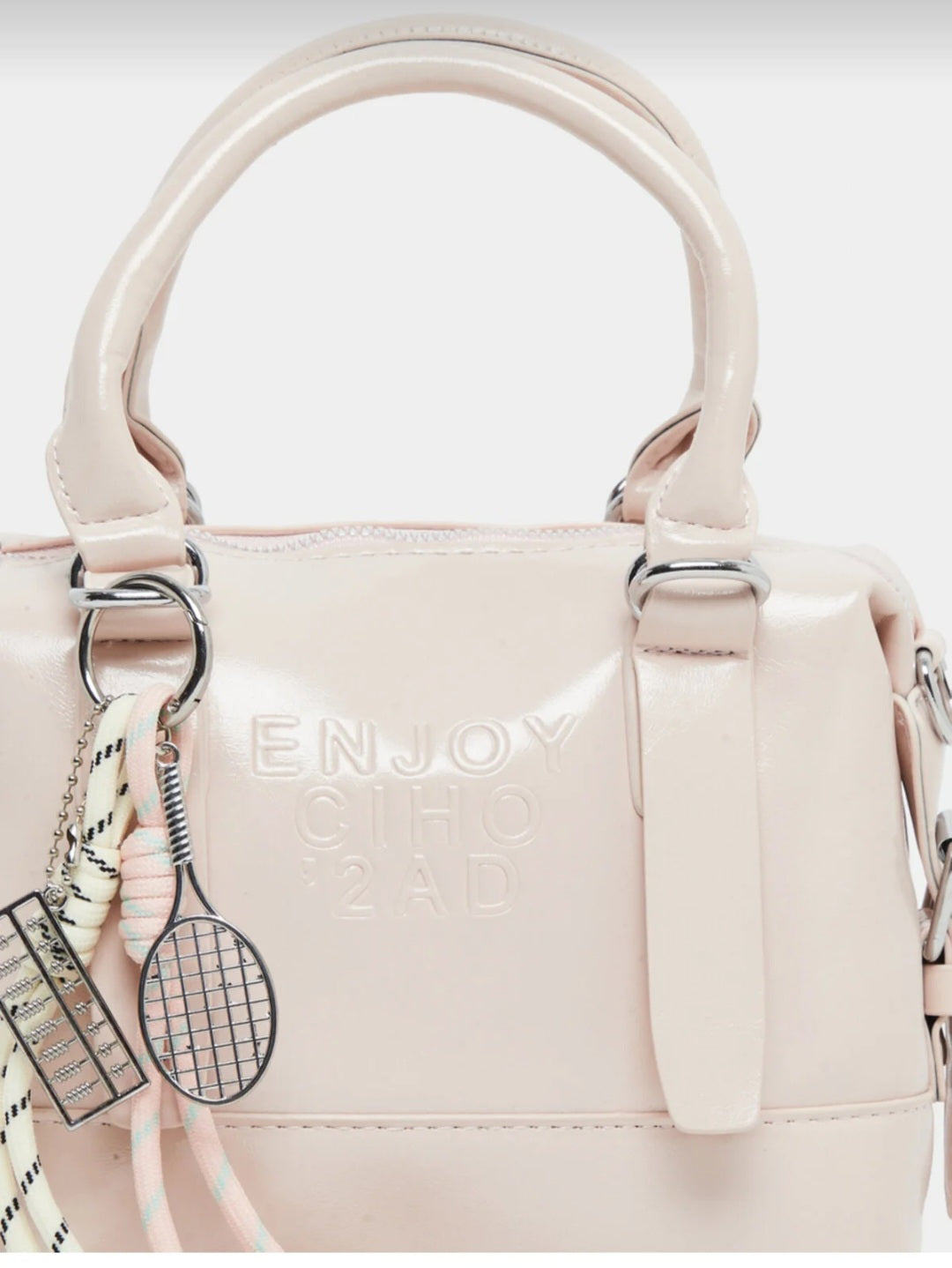 Styli Light Pink Mini Handbag with Charm Detail