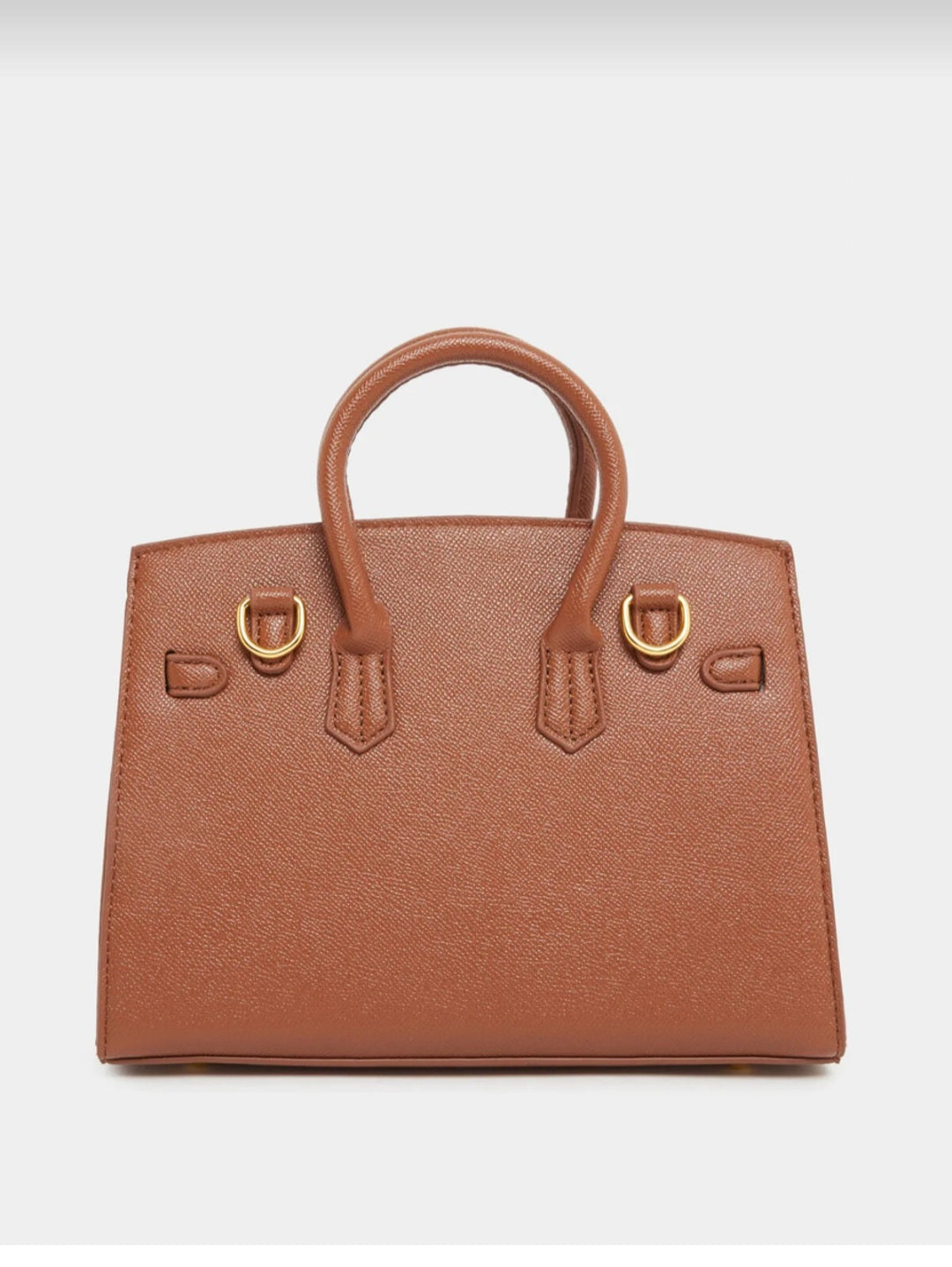 Styli Brown Twist Lock Handbag with Purse Charm